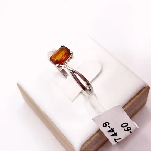 Size 9 Orange Kyanite 925 Sterling Silver Ring - Picture 2 of 7